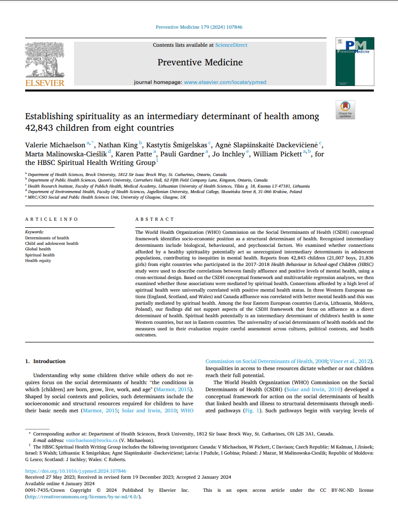 Cover image of international spirituality paper 2024